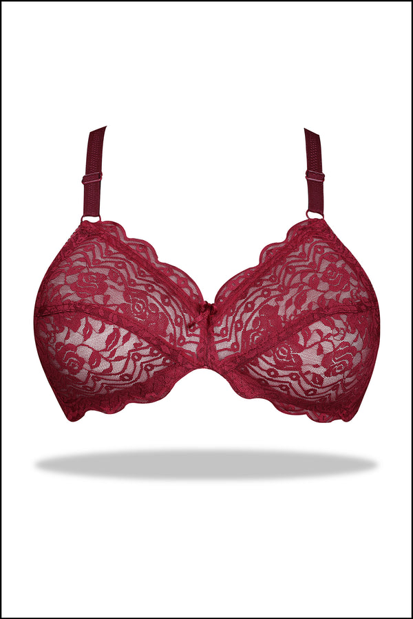 Maroon Daisy - Full Soft Net Stretchable Non-Wired Bra