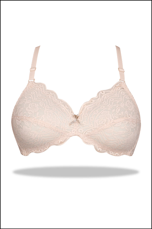 Beige Daisy - Full Soft Net Stretchable Non-Wired Bra