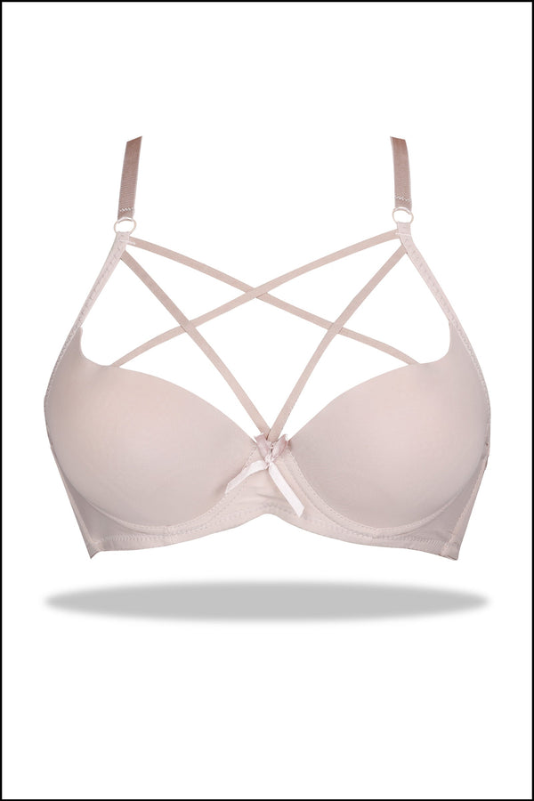 Mauve Elegant Pushup Bra With Stylish Chest Bands