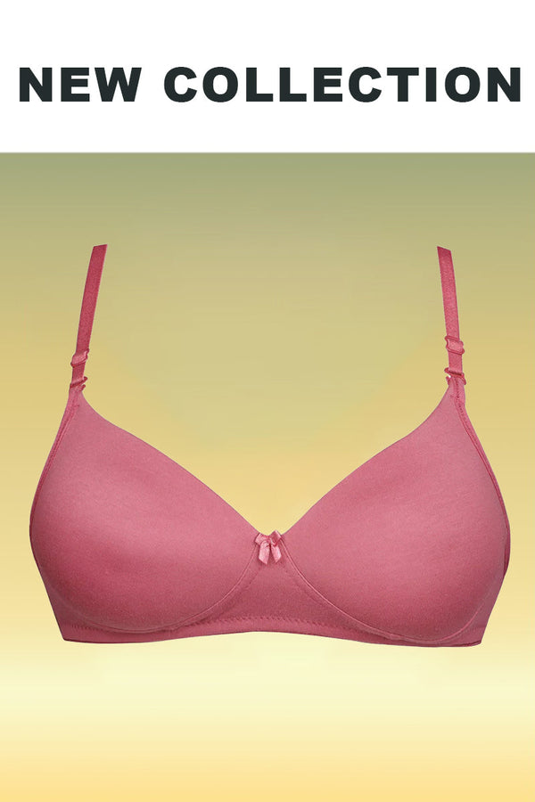 Pink Cotton Anti-Bacterial T-Shirt Padded Bra