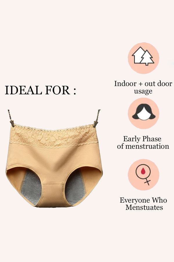 Super Soft Cotton High Waist Leak Proof Period Panties -Skin