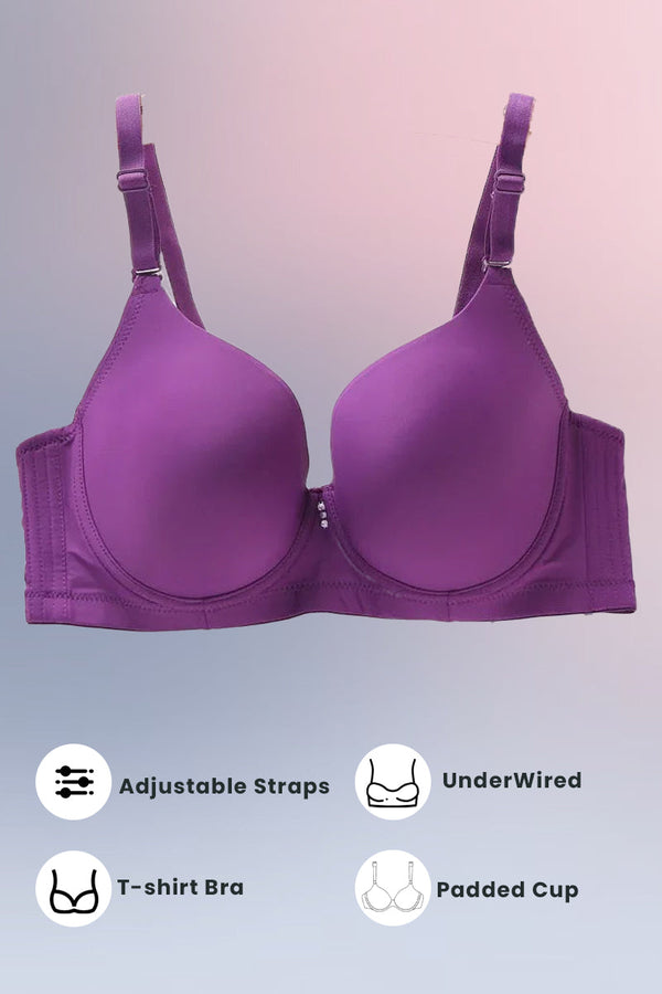 Womante Padded Wired T-Shirt Bra - Purple