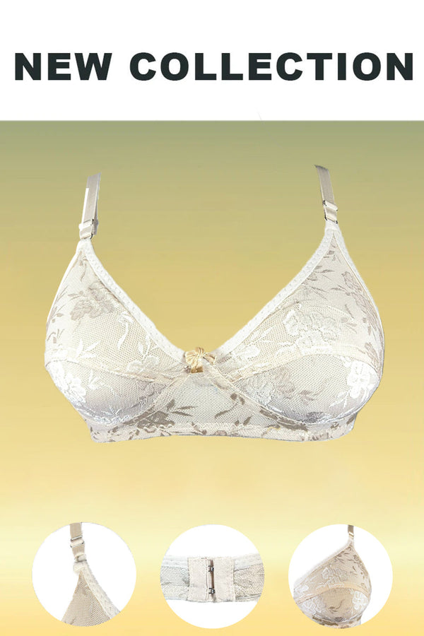 Full Mesh Non Padded Stretchable Bra - Beige