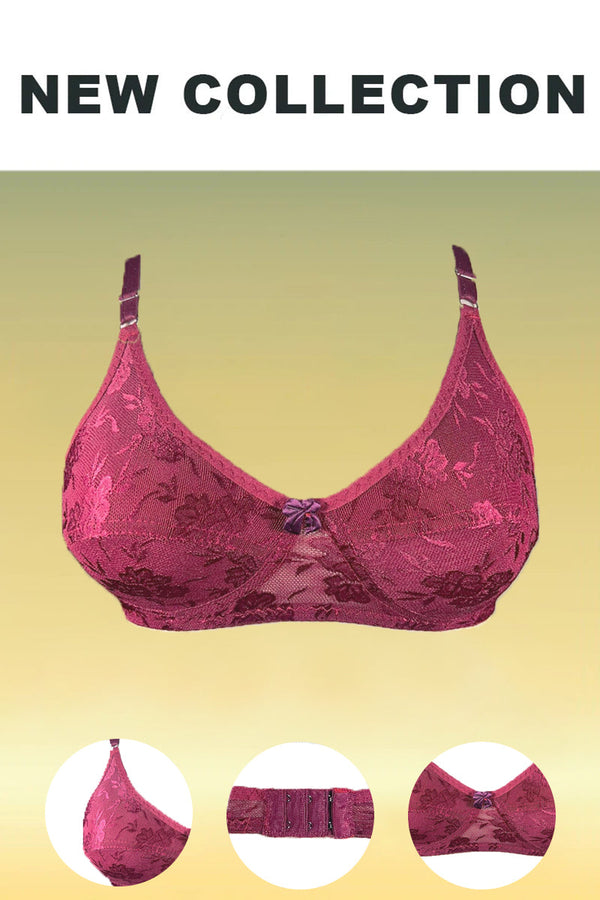 Full Mesh Non Padded Stretchable Bra - Maroon