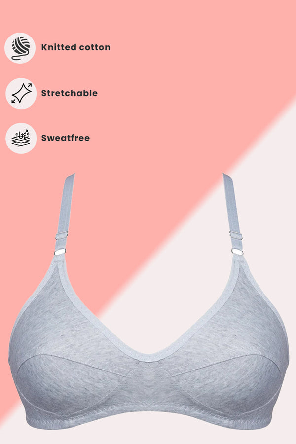 Grey Luxury Everyday Knitted Cotton Bra