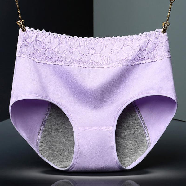 Super Soft Cotton High Waist Leak Proof Period Panties -Purple