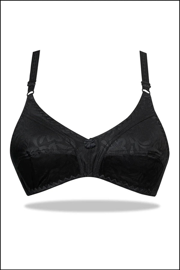 Black Floral Self Printed Nylon Bra for Everyday Wear