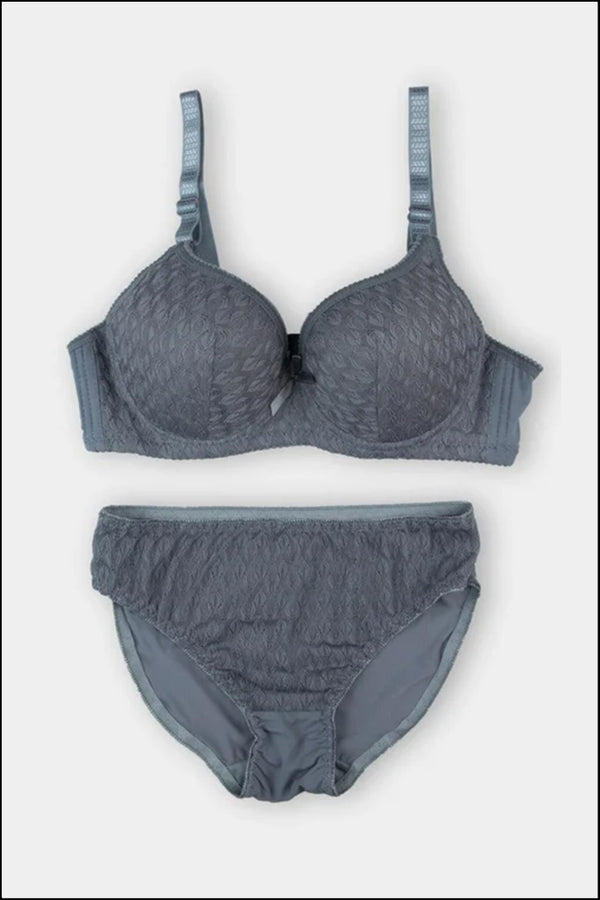 Grey Elegant Dream Padded Bra and Panty Set