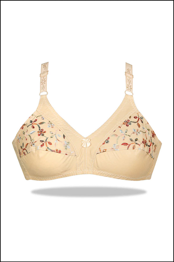 Camellia Multi Color Embroidered Cotton Bra