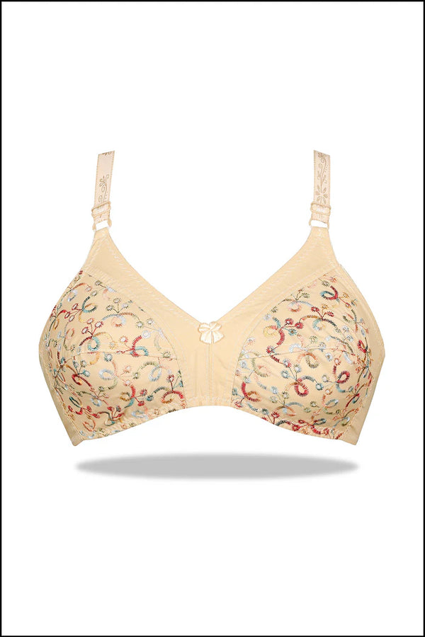 Camellia Multi Color Full Cup Embroidered Cotton Bra