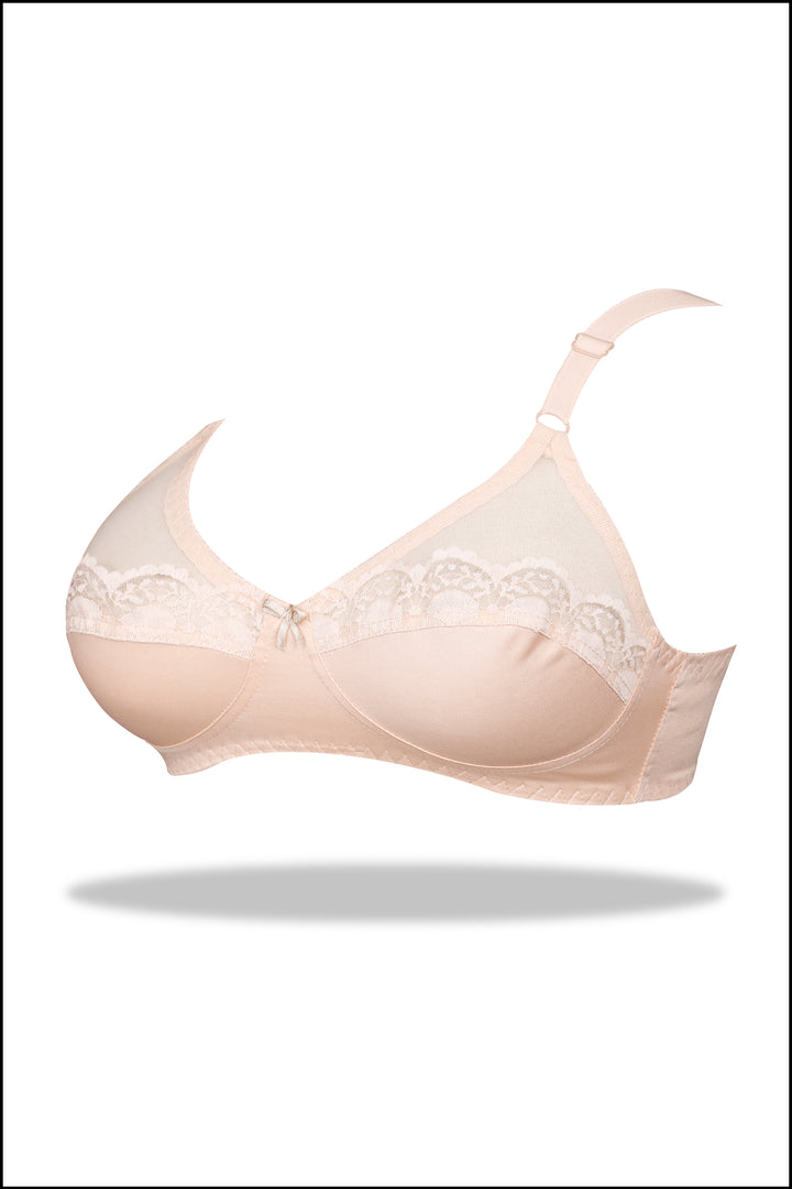 Chic Womante Black Half Cup Embroidered Bra with Mesh Detail