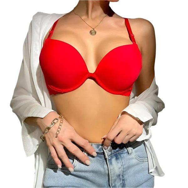 Womante Luxury Soft Padded Bra with Ultimate Pushup Experience - Red