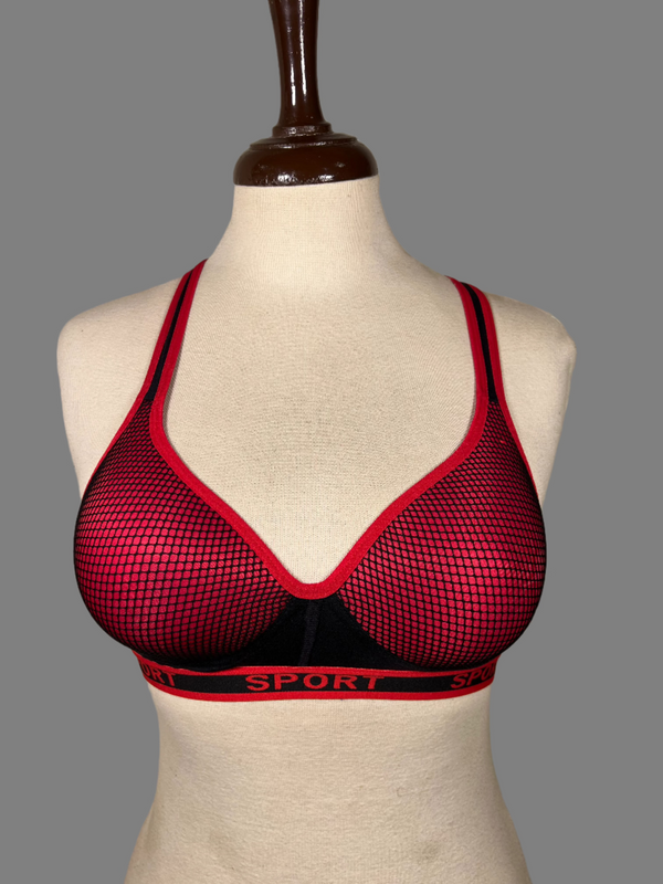 Red Sports Back Padded Bra