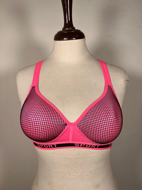 Shocking Pink Sports Back Padded Bra