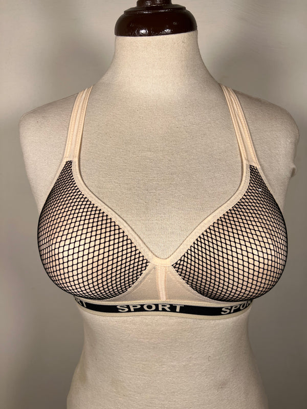 Beige Sports Back Padded Bra