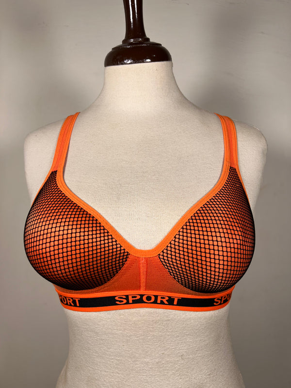 Orange Sports Back Padded Bra