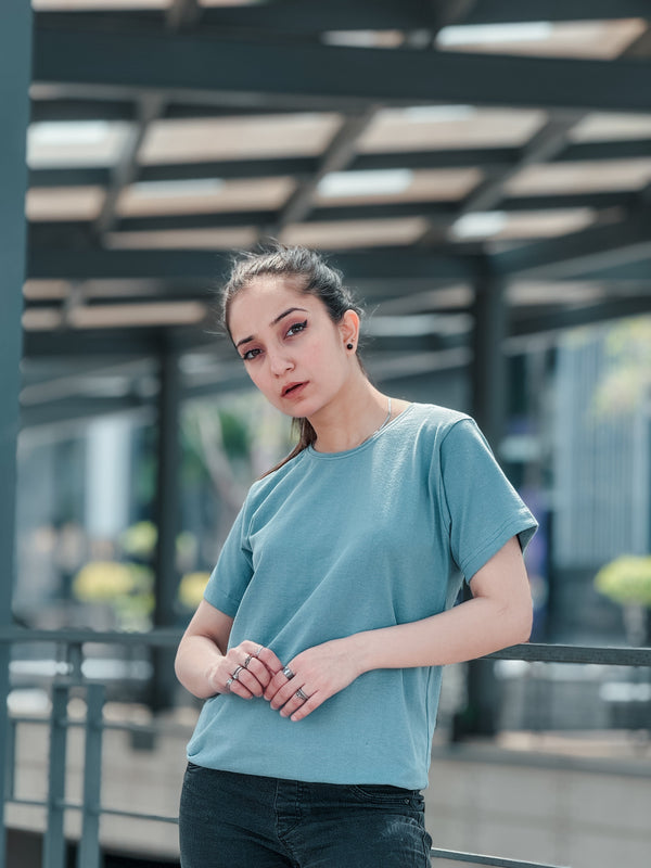 Teal Blue Monochrome T-Shirt For Her