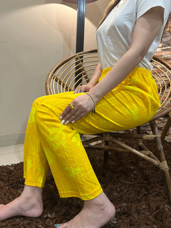 Womante Luxe Cotton Trousers - Yellow Blossom