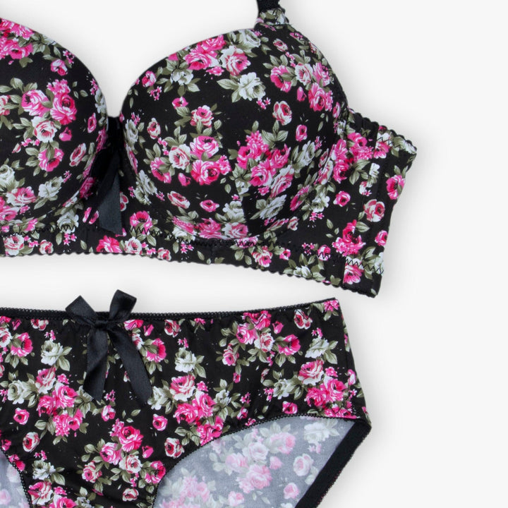 Black Floral Padded Set - Espicopink