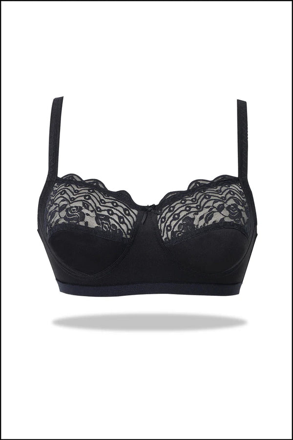 Stylish Womante Black Lace Concealor Bra for Smooth Support