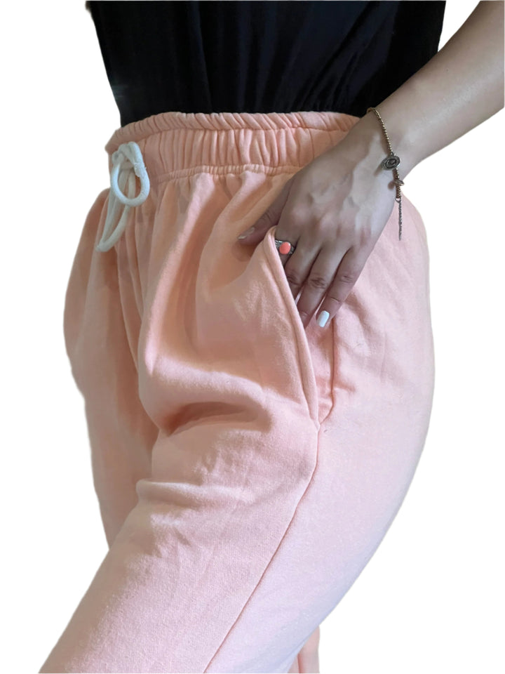 Trendy pink fleece trousers for women