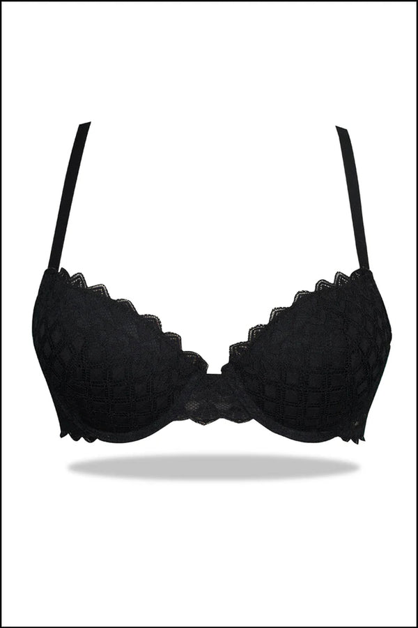 Womante Black Demi-Cup Lightly Lined Bra