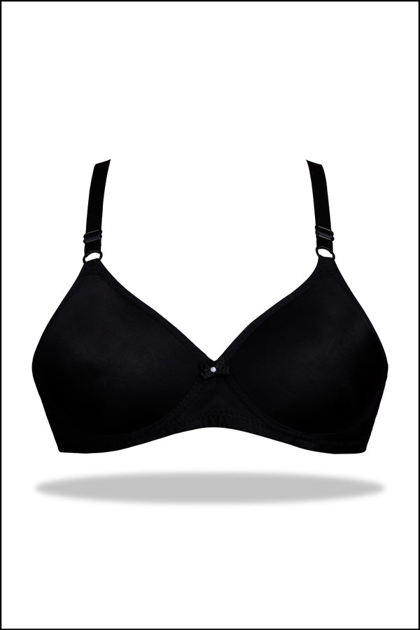 Womante Black Satin Edge Bra with Smooth Padding