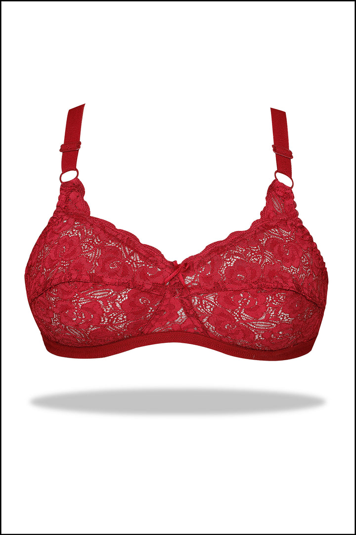 Womante Maroon Mesh Non-Padded Bra for Lightweight Wear