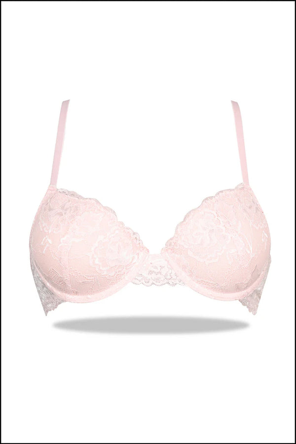 Womante Pink Laced Floral Padded Bra for Elegant Wear