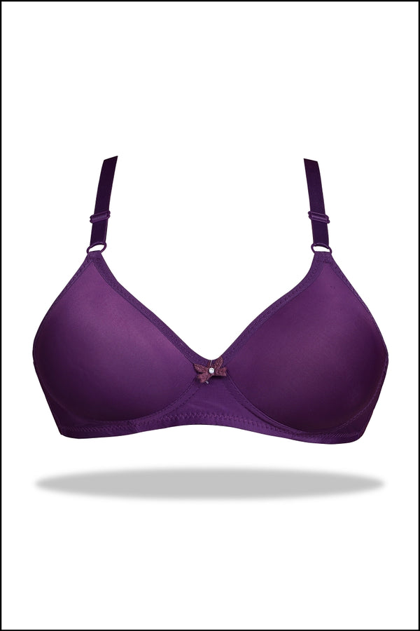 Womante Purple Satin Edge Padded Bra for Feminine Comfort