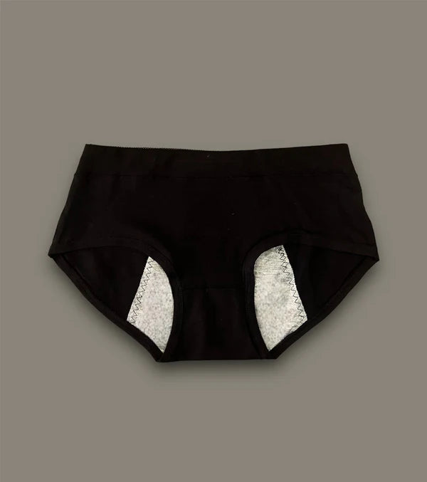 Shop online premium cotton high-waist leak-proof period panties in black color