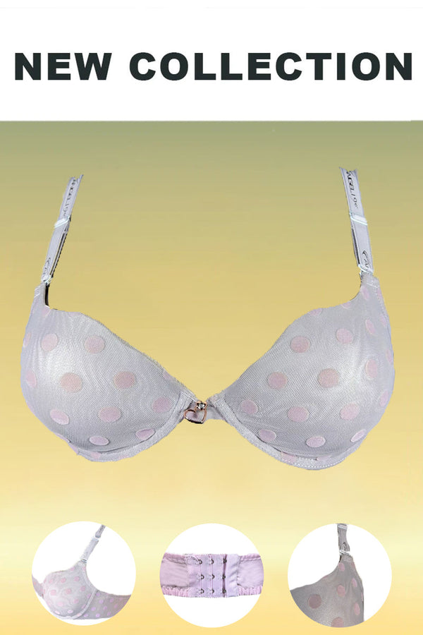 Grey Embosed Dice Microfibre T-Shirt Bra