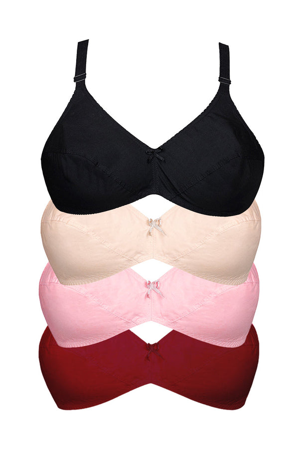 (Pack of 4) Luxury Essential Cotton Bras for Everyday Wear