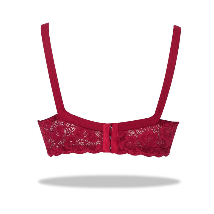 Maroon Marvel - Non Padded Wirefree Stretchable Bra with Lacy Cups - Espicopink