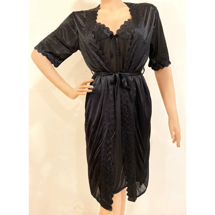 Blazing Silk Nightwear Slip & Gown Set- womante