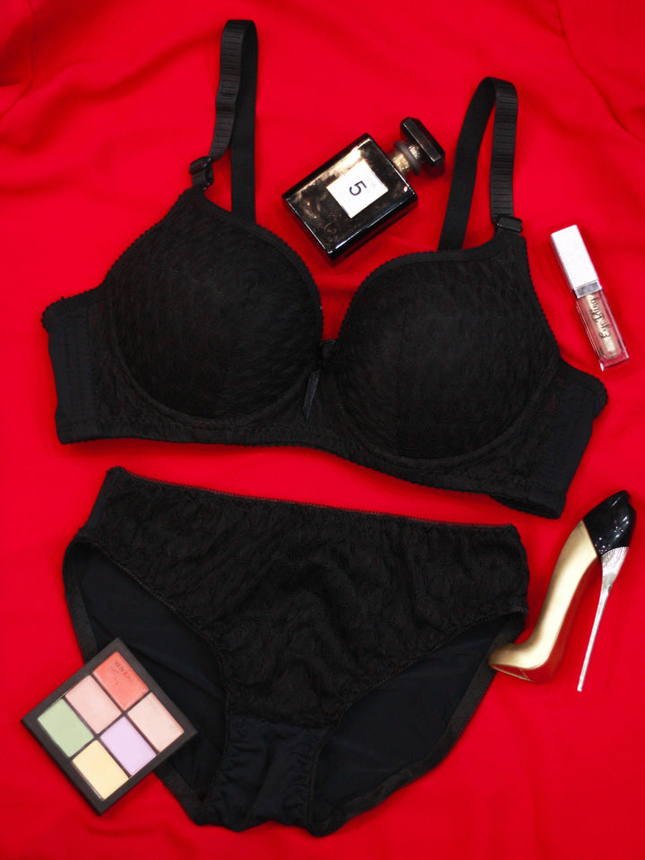 Black Zephyr Padded Bra and Panty Set - Espicopink