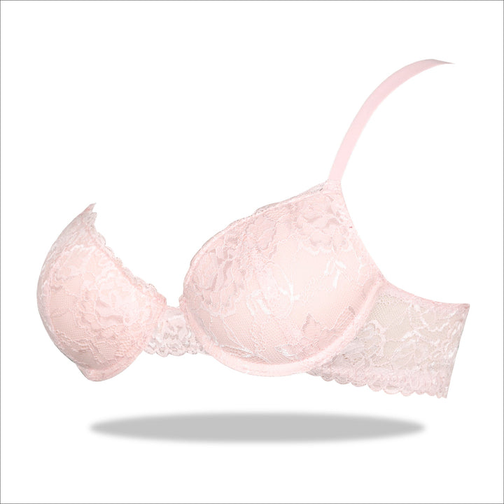 Womante Pink Floral Lace Bra with Imported Design